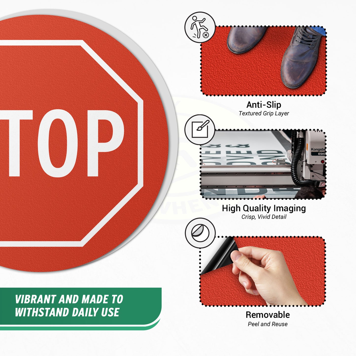 17 x 17in Floor Sticker: Red STOP Sign (2-Pack)