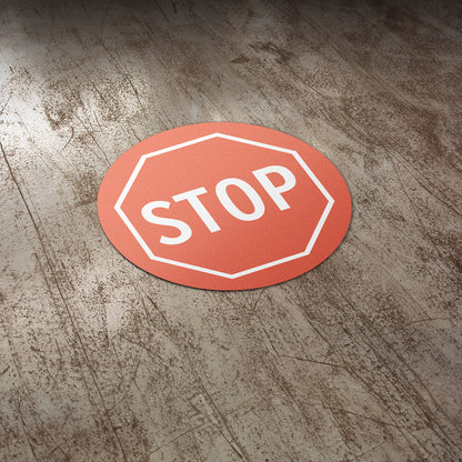 17 x 17in Floor Sticker: Red STOP Sign (2-Pack)