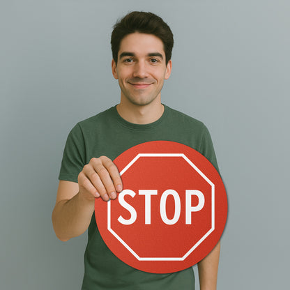 17 x 17in Floor Sticker: Red STOP Sign (2-Pack)