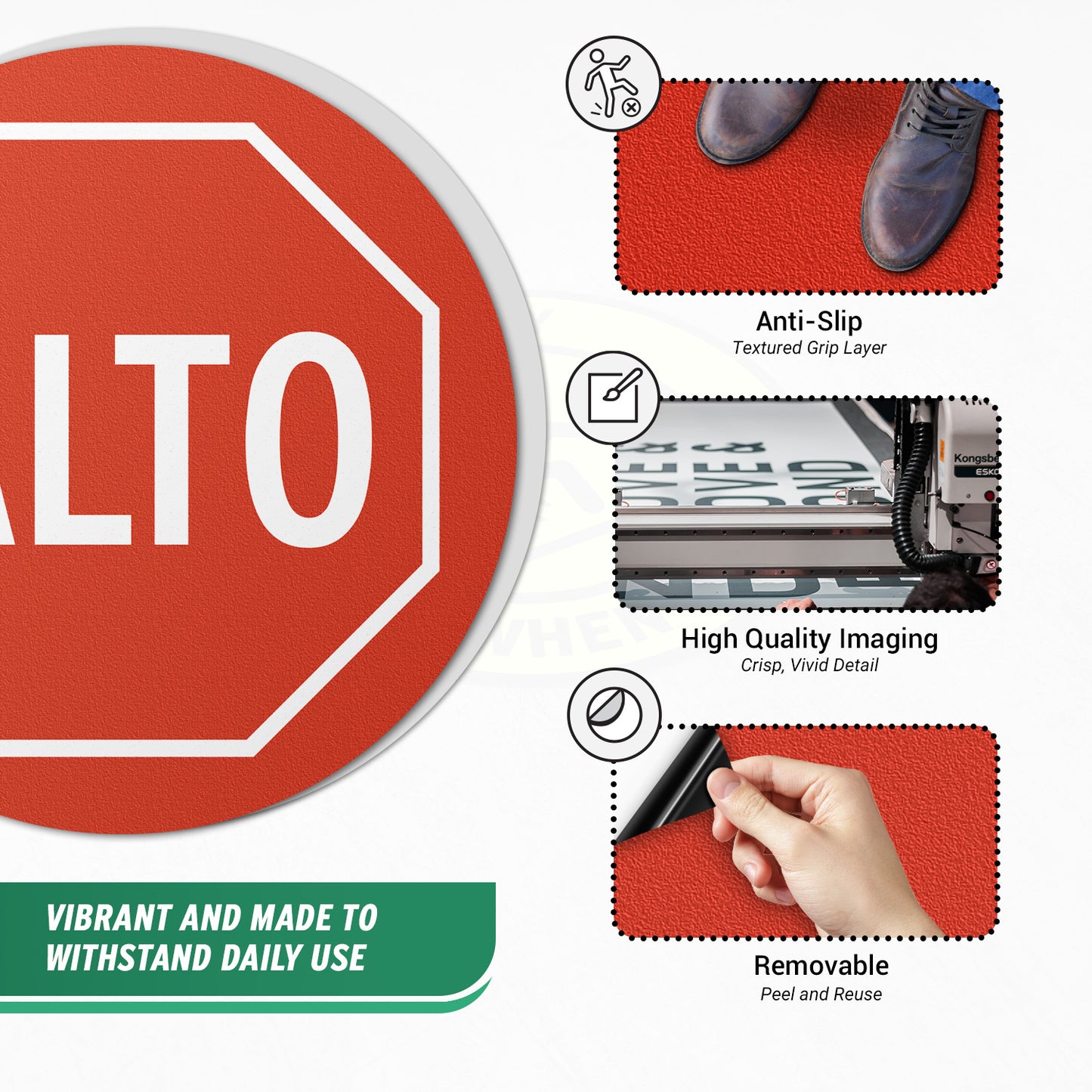 17 x 17in Floor Sticker: ALTO Stop Sign Decal (2-Pack)