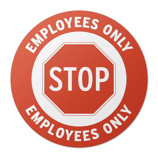 17 x 17in Floor Sticker: STOP Employees Only Sign (2-Pack)