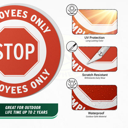 17 x 17in Floor Sticker: STOP Employees Only Sign (2-Pack)