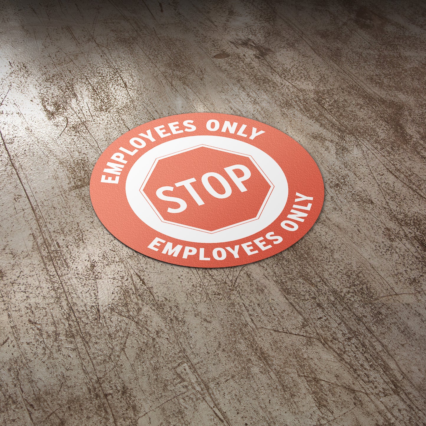 17 x 17in Floor Sticker: STOP Employees Only Sign (2-Pack)