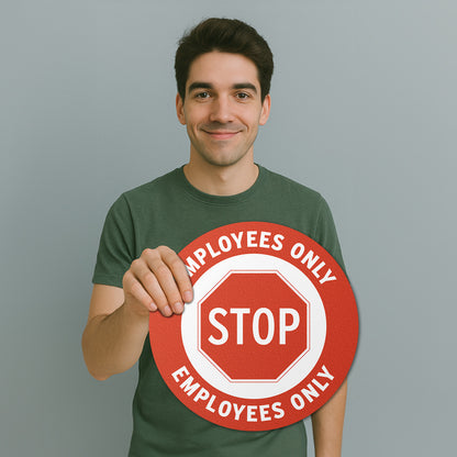 17 x 17in Floor Sticker: STOP Employees Only Sign (2-Pack)