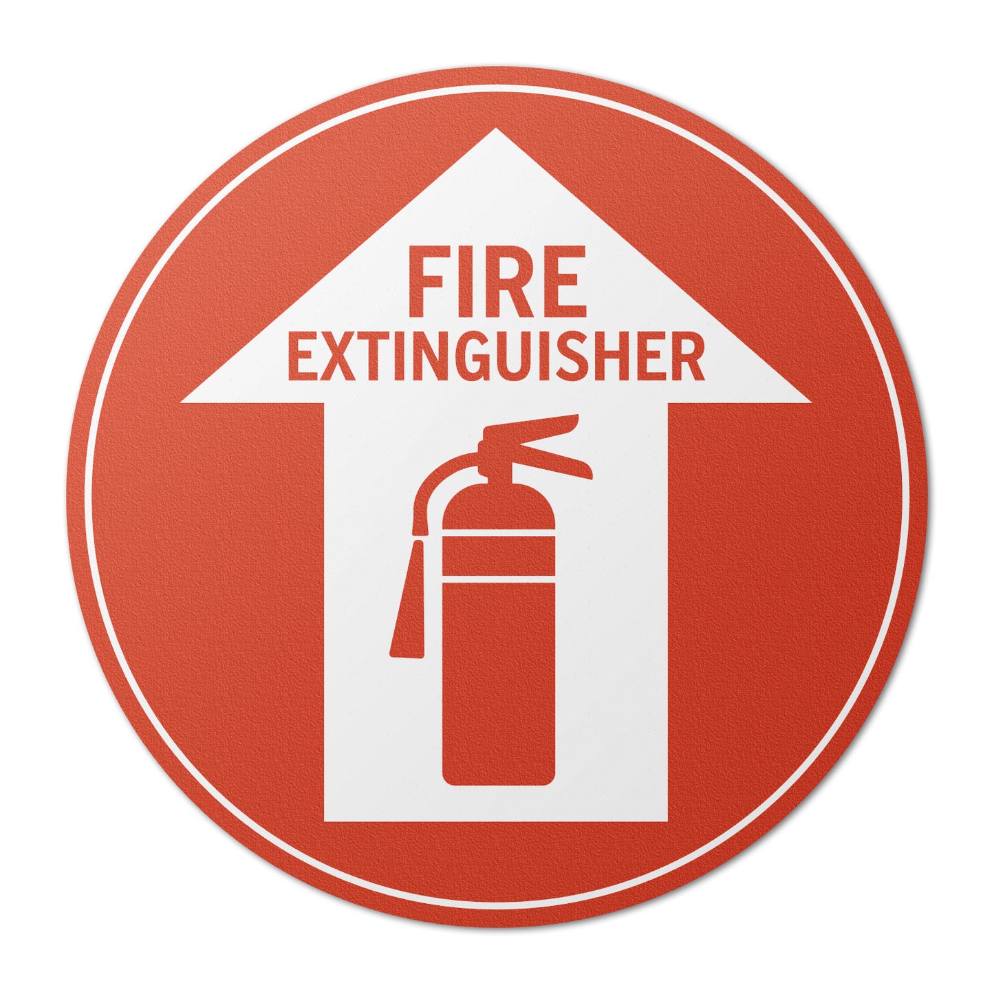 17 x 17in Floor Sticker: Fire Extinguisher White Arrow in Red Circle (2-Pack)