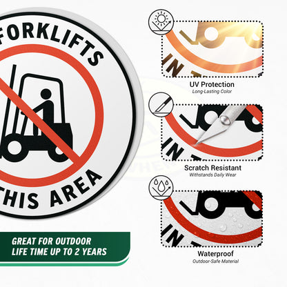 17 x 17in Floor Sticker: No Forklifts In This Area Sign (2 Pack)