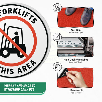 17 x 17in Floor Sticker: No Forklifts In This Area Sign (2 Pack)