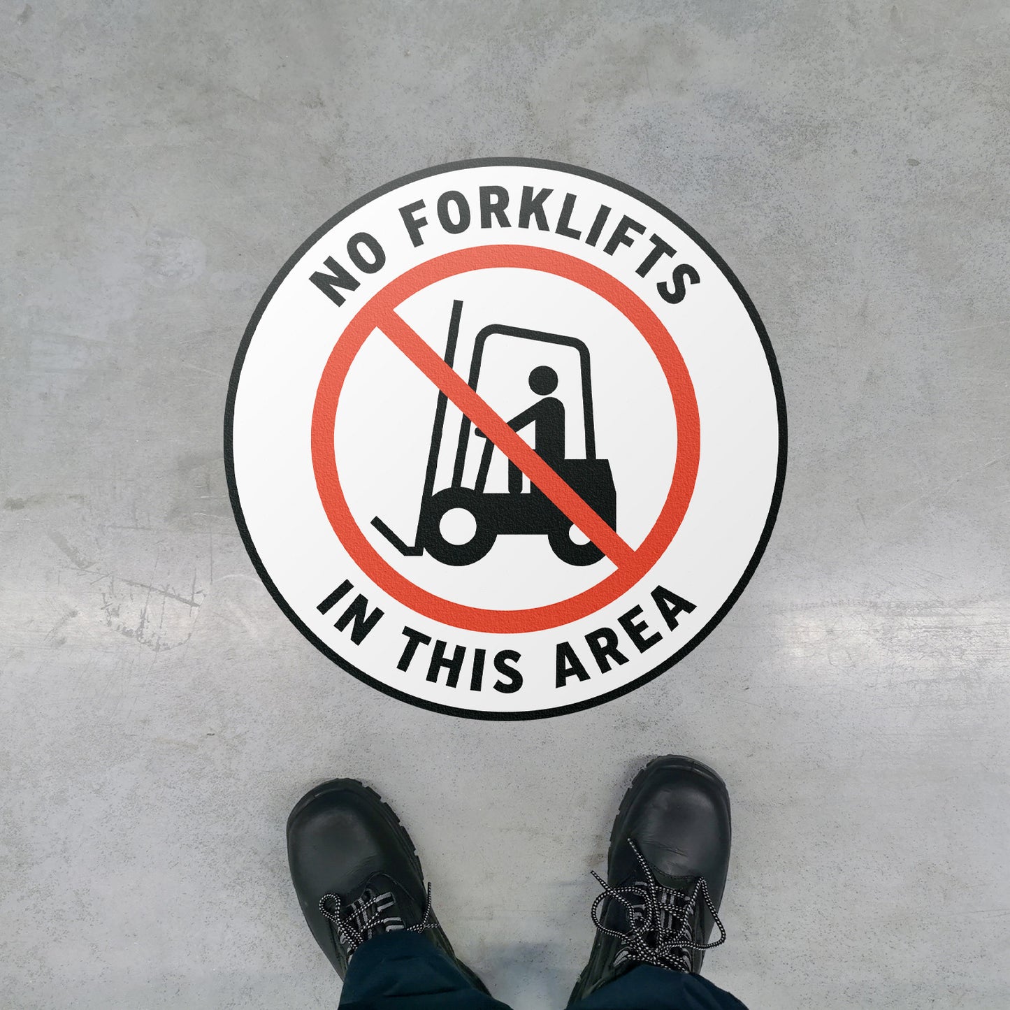17 x 17in Floor Sticker: No Forklifts In This Area Sign (2 Pack)