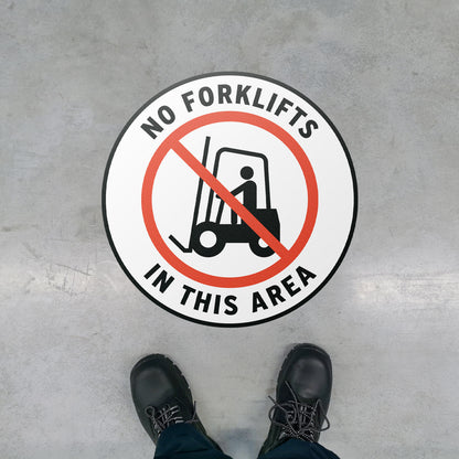 17 x 17in Floor Sticker: No Forklifts In This Area Sign (2 Pack)