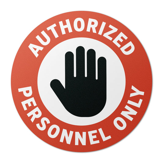 17 x 17in Floor Safety Sticker: Authorized Personnel Only Sign (2-Pack)