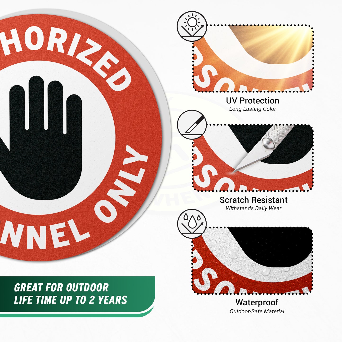 17 x 17in Floor Safety Sticker: Authorized Personnel Only Sign (2-Pack)