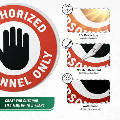 17 x 17in Floor Safety Sticker: Authorized Personnel Only Sign (2-Pack)