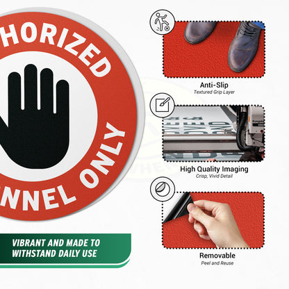 17 x 17in Floor Safety Sticker: Authorized Personnel Only Sign (2-Pack)