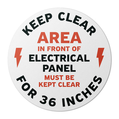 17 x 17in Floor Sticker: Electrical Panel, Keep Clear 36in (2-Pack)