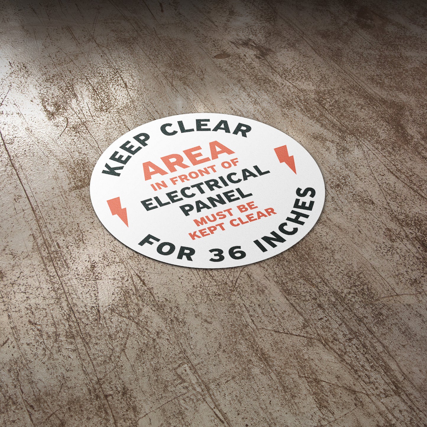 17 x 17in Floor Sticker: Electrical Panel, Keep Clear 36in (2-Pack)