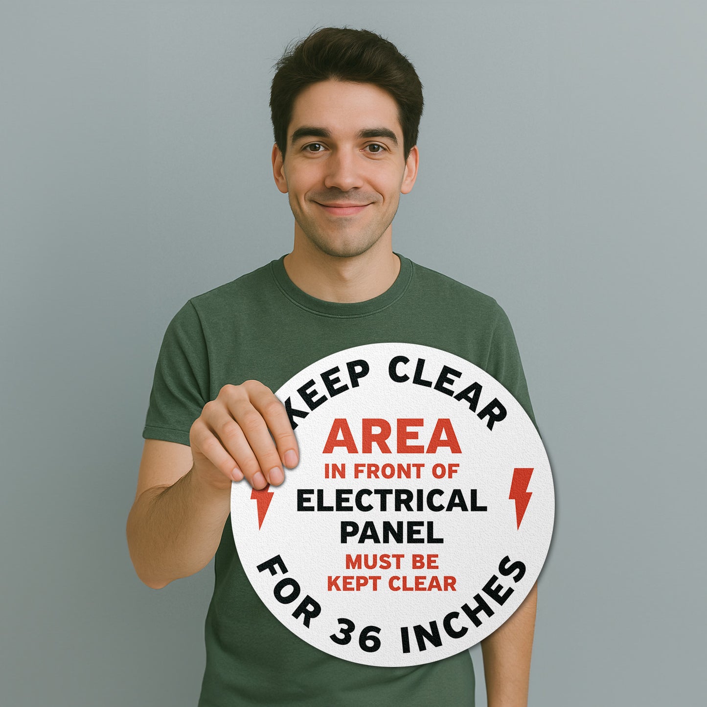 17 x 17in Floor Sticker: Electrical Panel, Keep Clear 36in (2-Pack)
