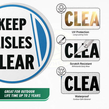 17 x 17in Floor Signs: Keep Aisles Clear Safety Warning Decals (2-Pack)