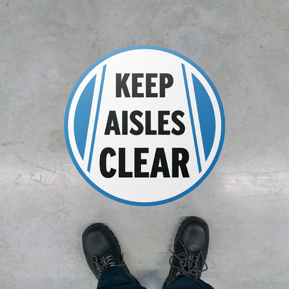 17 x 17in Floor Signs: Keep Aisles Clear Safety Warning Decals (2-Pack)