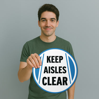 17 x 17in Floor Signs: Keep Aisles Clear Safety Warning Decals (2-Pack)