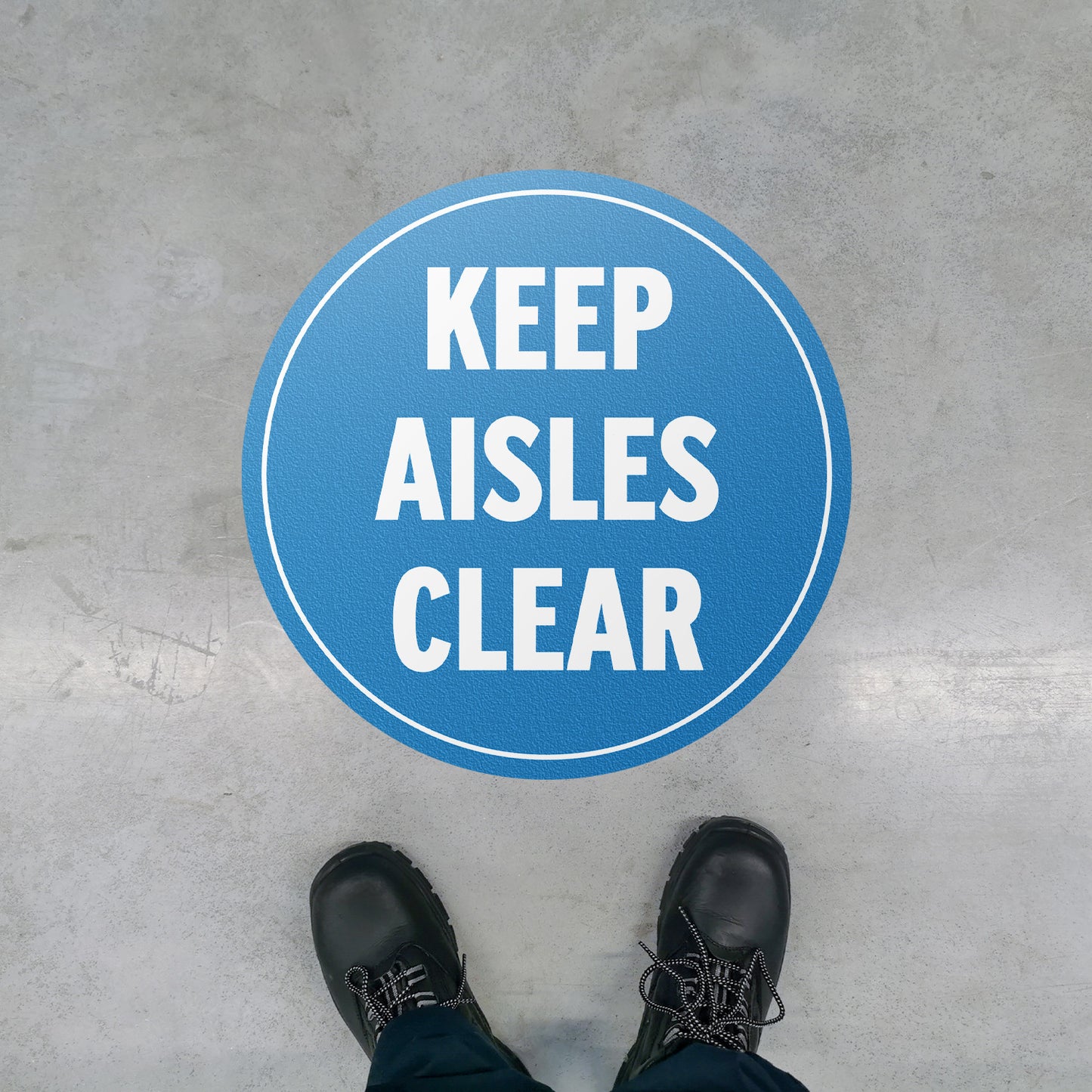 17 x 17in Floor Signs: Keep Aisles Clear Anti-Slip Vinyl (2-Pack)
