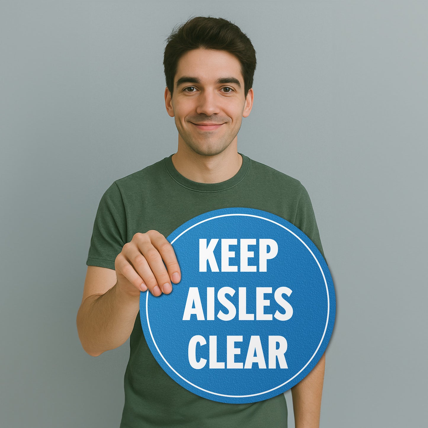 17 x 17in Floor Signs: Keep Aisles Clear Anti-Slip Vinyl (2-Pack)