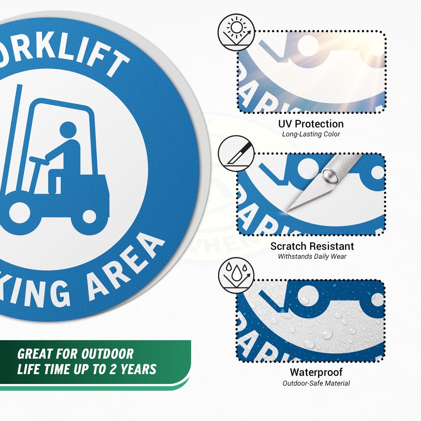 17 x 17in Floor Sign: Forklift Parking Area Sticker (2-Pack)