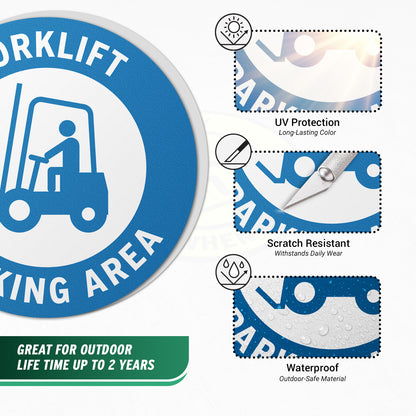 17 x 17in Floor Sign: Forklift Parking Area Sticker (2-Pack)