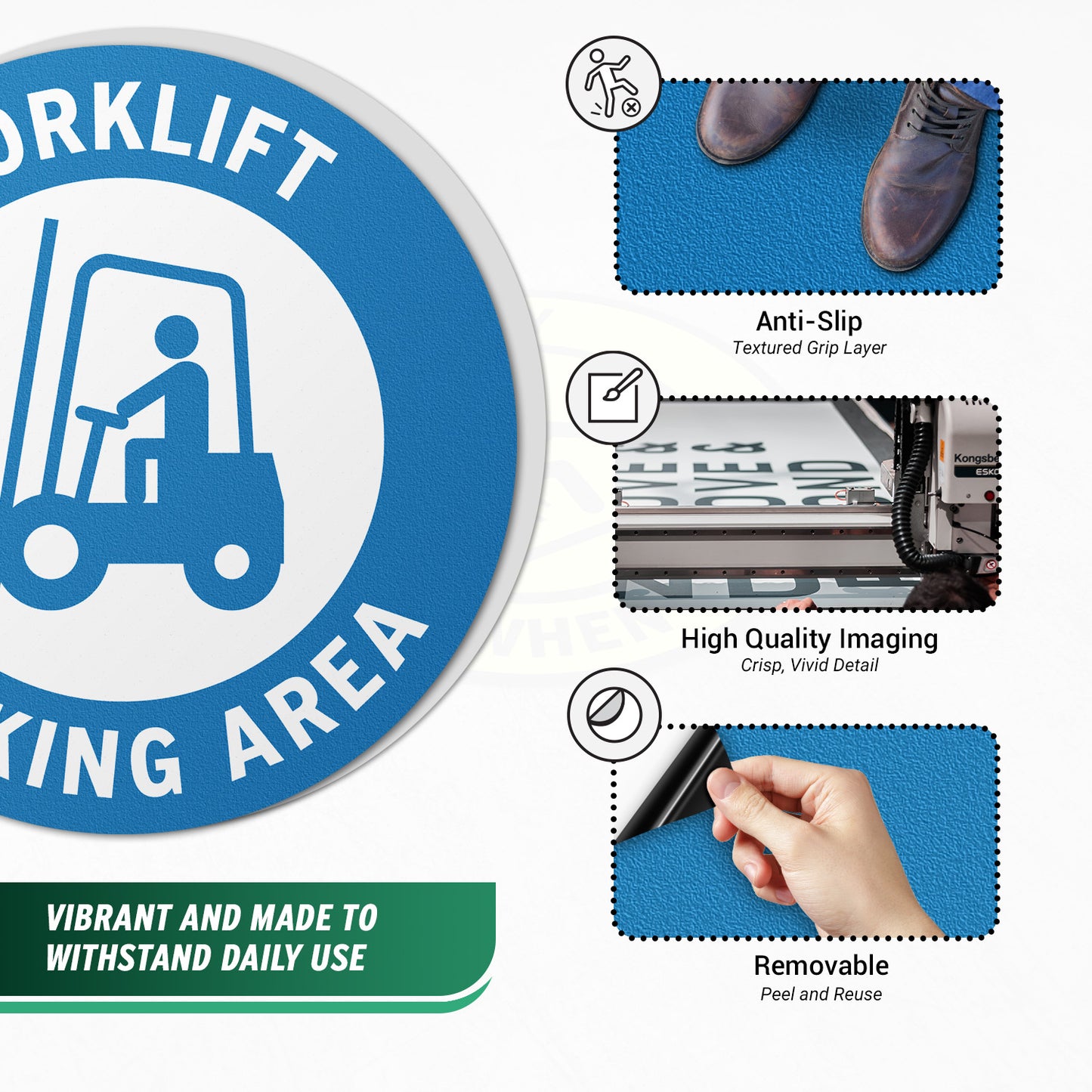17 x 17in Floor Sign: Forklift Parking Area Sticker (2-Pack)
