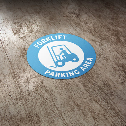 17 x 17in Floor Sign: Forklift Parking Area Sticker (2-Pack)
