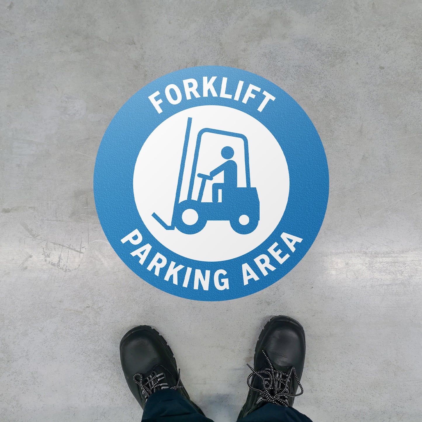 17 x 17in Floor Sign: Forklift Parking Area Sticker (2-Pack)