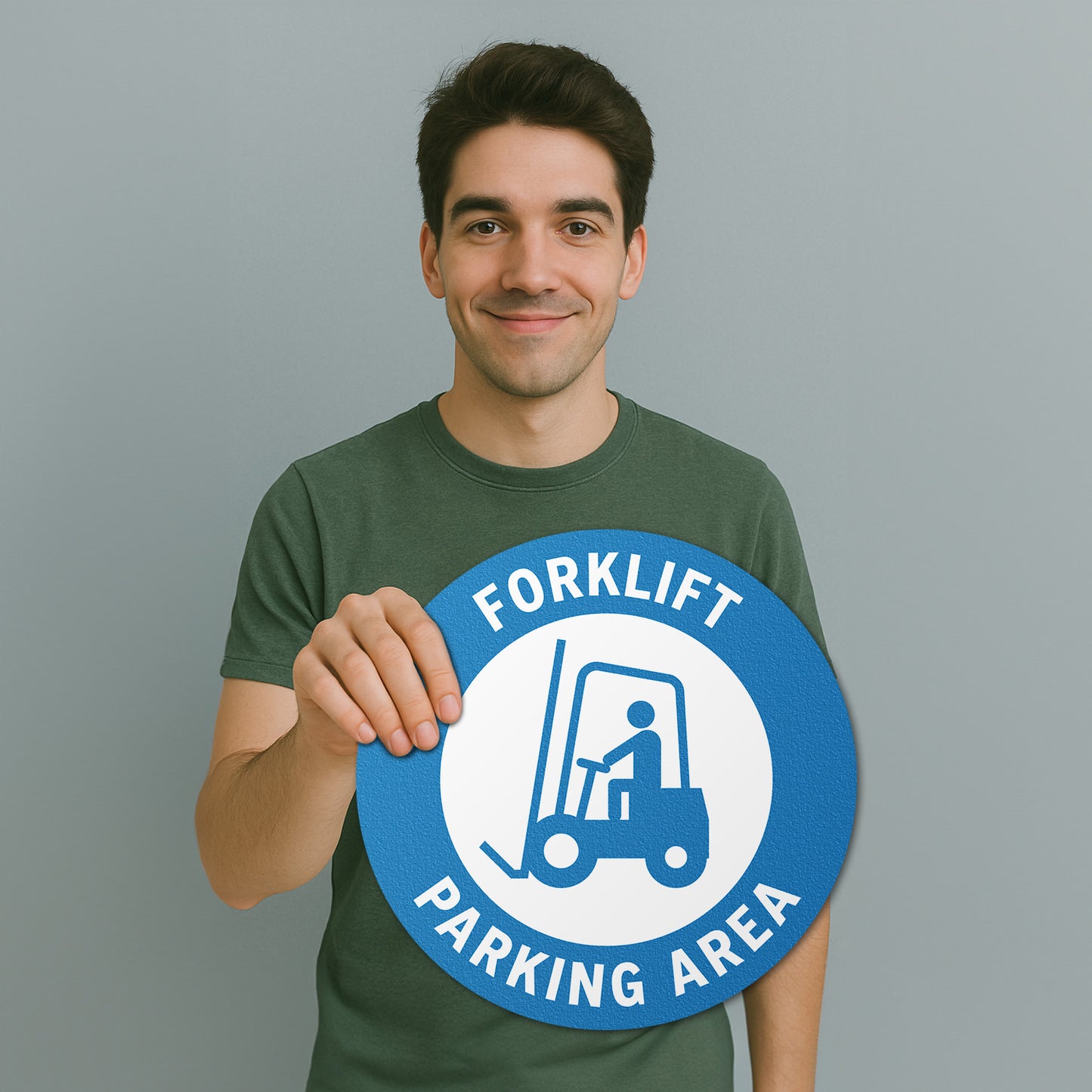 17 x 17in Floor Sign: Forklift Parking Area Sticker (2-Pack)