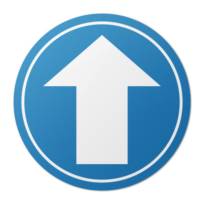 17 x 17in Floor Sticker: White & Blue Arrow Directional Sign (2-Pack)