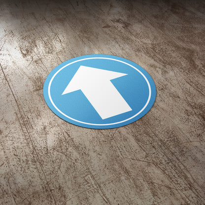 17 x 17in Floor Sticker: White & Blue Arrow Directional Sign (2-Pack)
