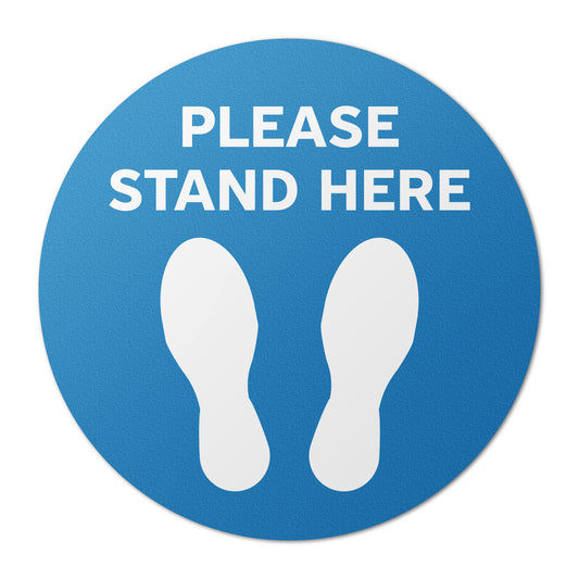 17 x 17in Floor Decal: Please Stand Here Sign (2-Pack)