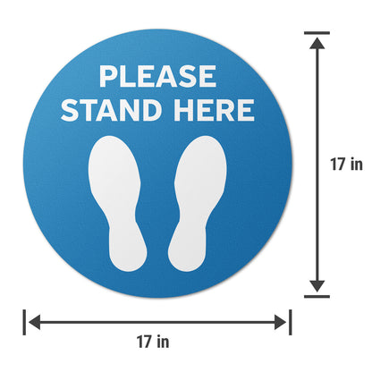 17 x 17in Floor Decal: Please Stand Here Sign (2-Pack)