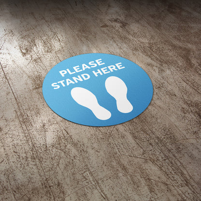 17 x 17in Floor Decal: Please Stand Here Sign (2-Pack)