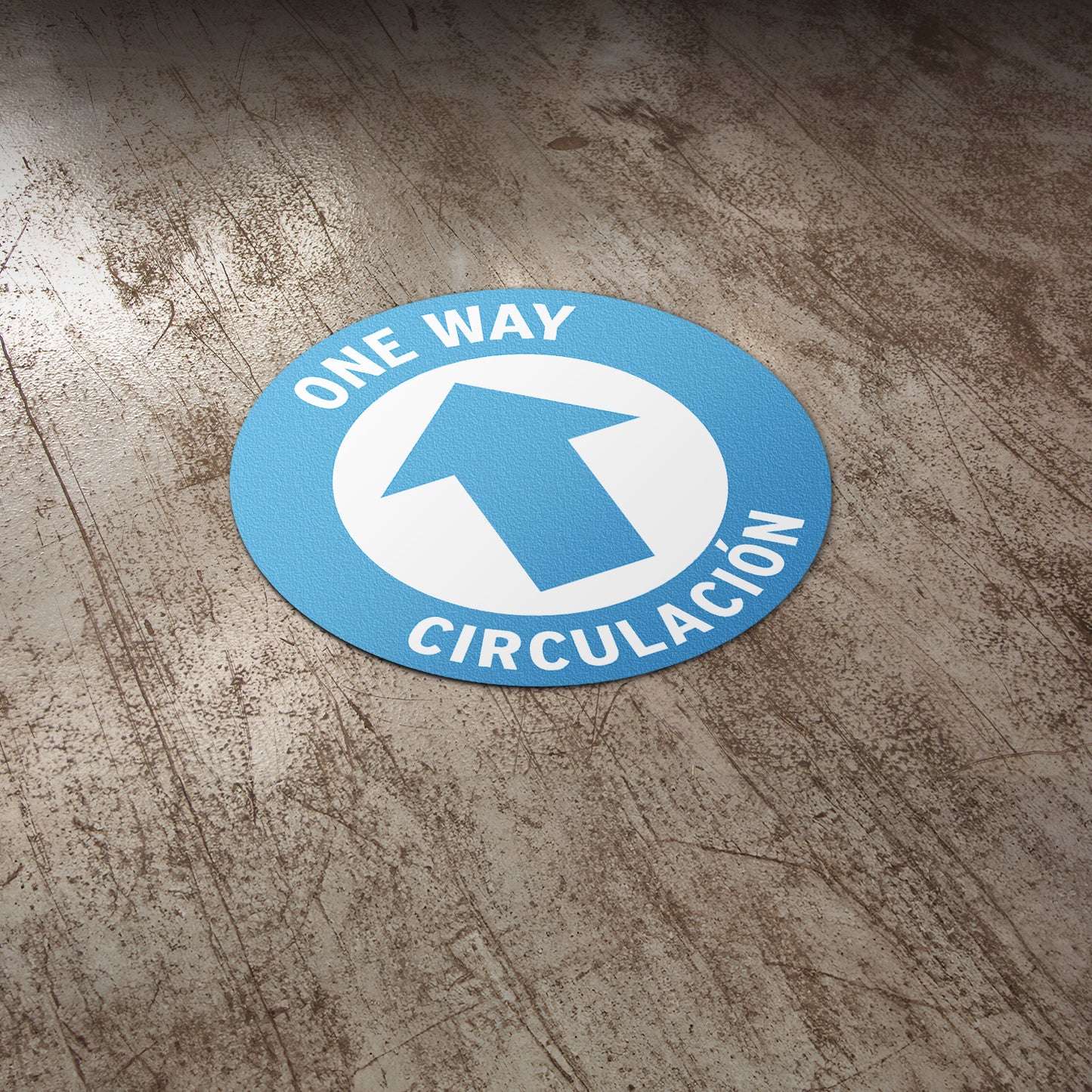 17 x 17in Floor Sign: One Way, Circulacion Sign Bilingual (2-Pack)