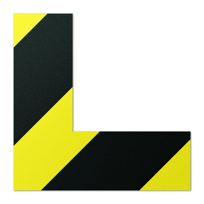 6 x 6in Floor Sticker: L-Shaped Label Black & Yellow (2-Pack)