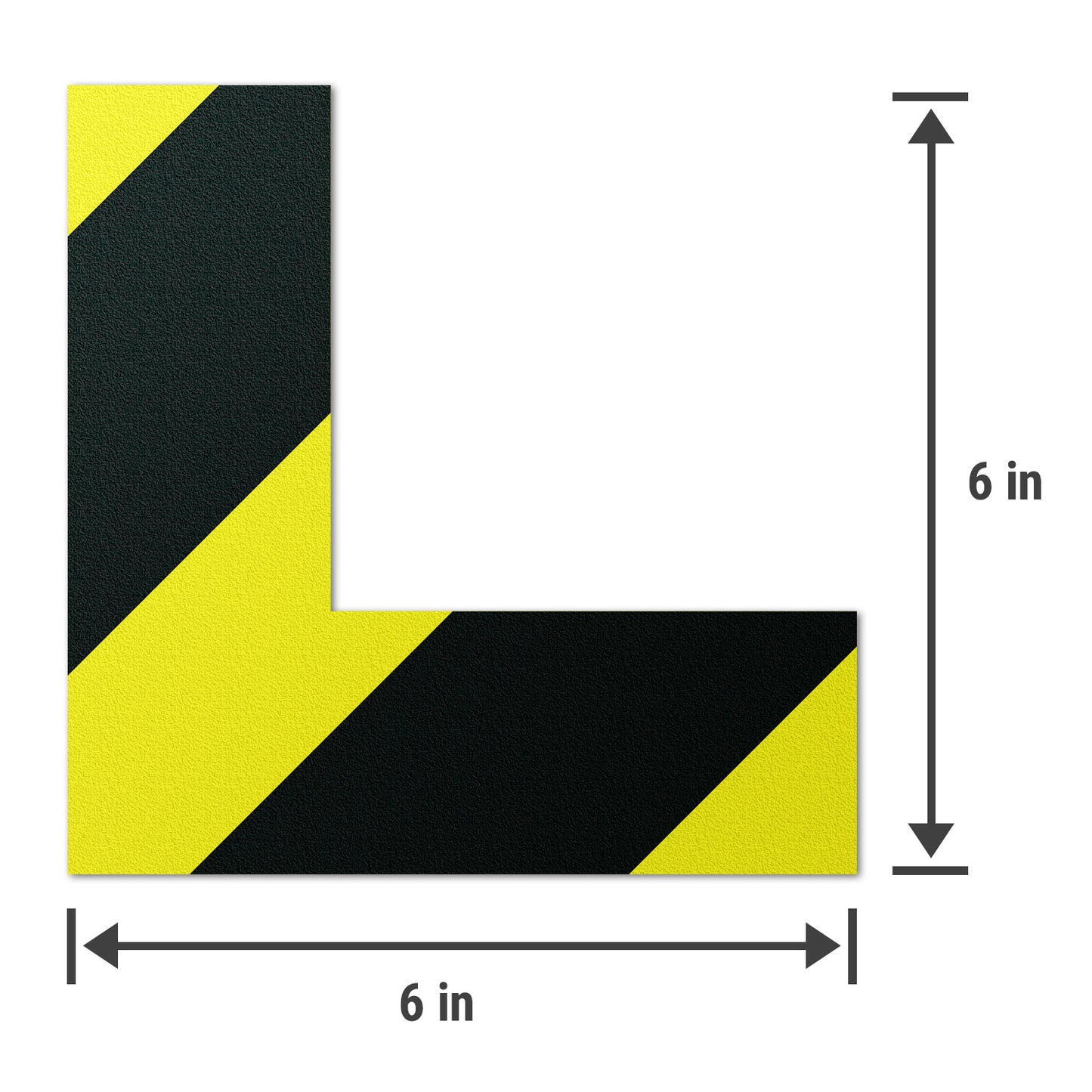 6 x 6in Floor Sticker: L-Shaped Label Black & Yellow (2-Pack)