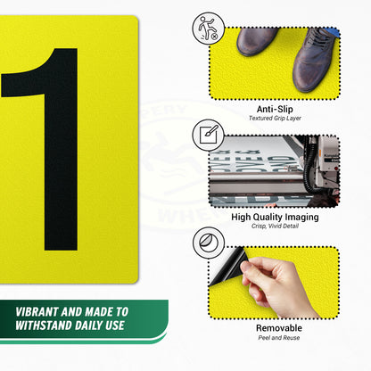 7 x 10in Floor Sticker: Number 1 Anti-Slip Decal