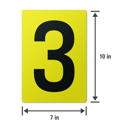 7 x 10in Floor Sticker: Number 3 Anti-Slip Decal