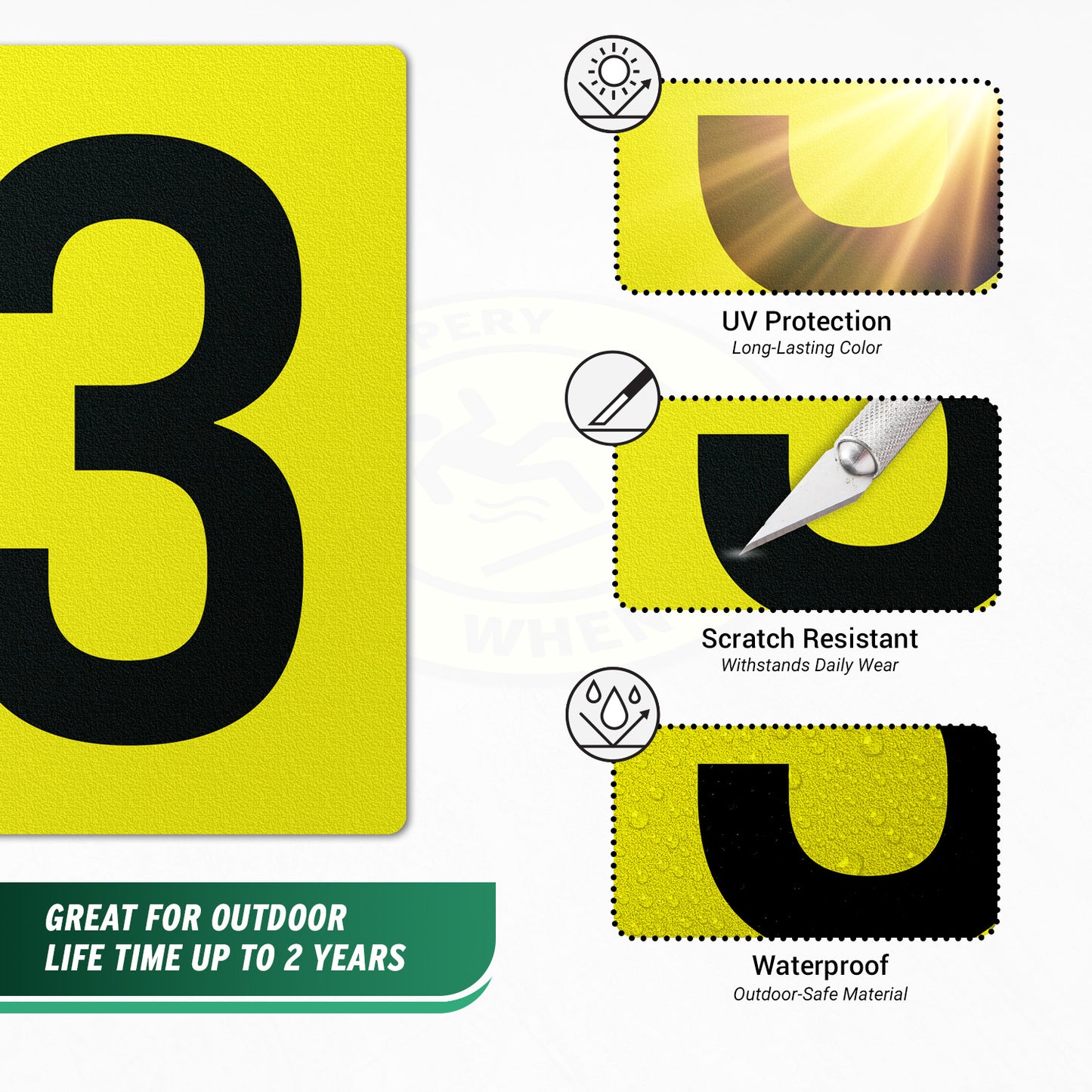 7 x 10in Floor Sticker: Number 3 Anti-Slip Decal