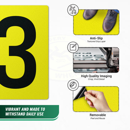 7 x 10in Floor Sticker: Number 3 Anti-Slip Decal