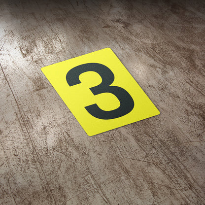 7 x 10in Floor Sticker: Number 3 Anti-Slip Decal