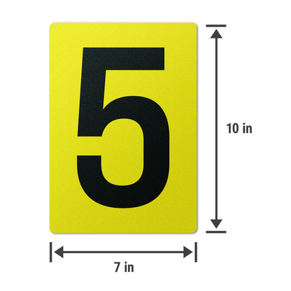 7 x 10in Floor Sticker: Number 5 Anti-Slip Decal
