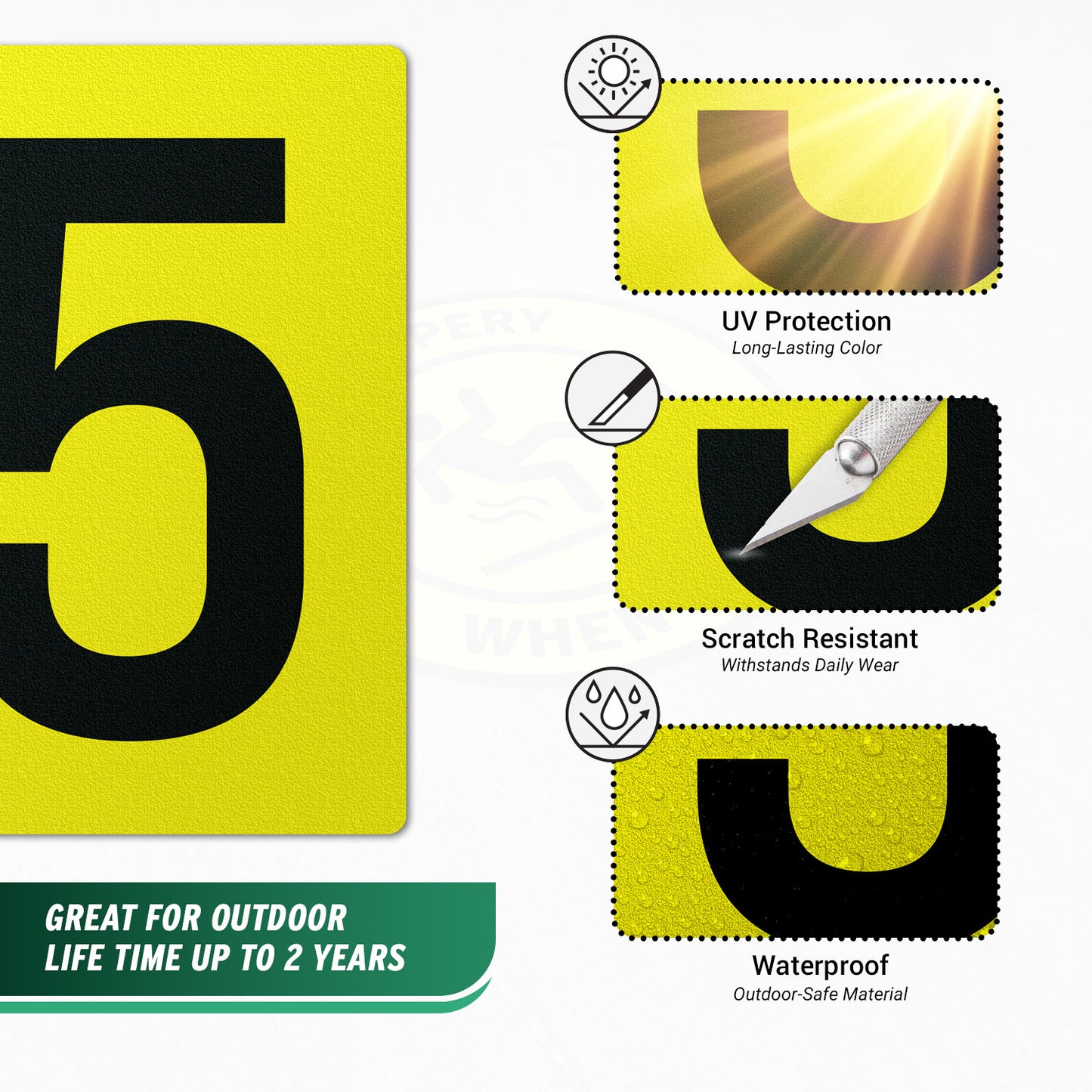 7 x 10in Floor Sticker: Number 5 Anti-Slip Decal