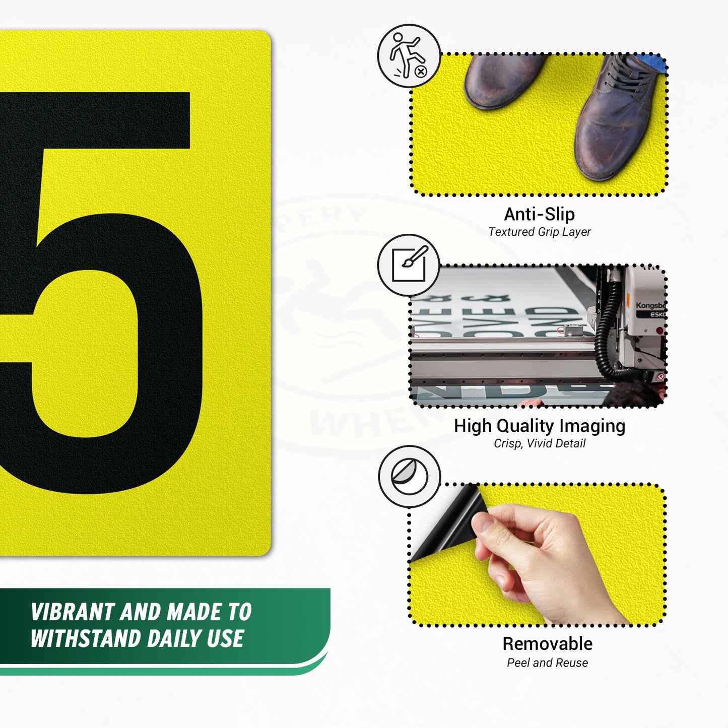 7 x 10in Floor Sticker: Number 5 Anti-Slip Decal