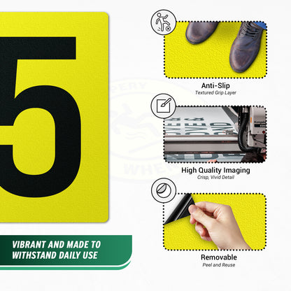 7 x 10in Floor Sticker: Number 5 Anti-Slip Decal