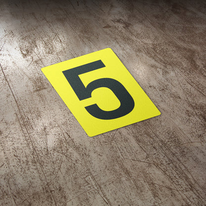 7 x 10in Floor Sticker: Number 5 Anti-Slip Decal