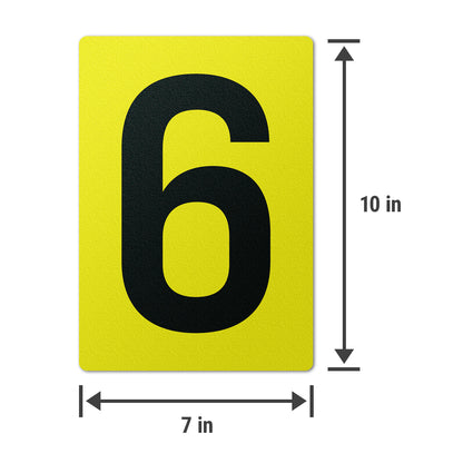 7 x 10in Floor Sticker: Number 6 Anti-Slip Decal